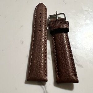 Premium Brown Leather Watch Band with Silver Buckle